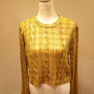 Zara Crop Top Long Sleeves Yellow Gold Multi Women Size Medium